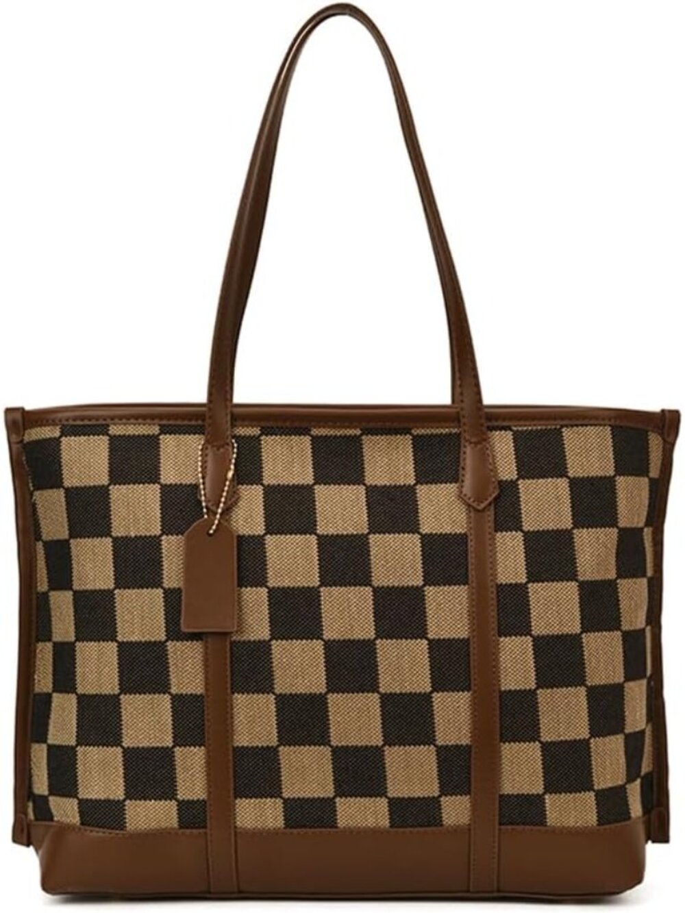 Checkered Tote Bag for Women Vintage Work Bag Fall Tote Handbag Checkered Should
